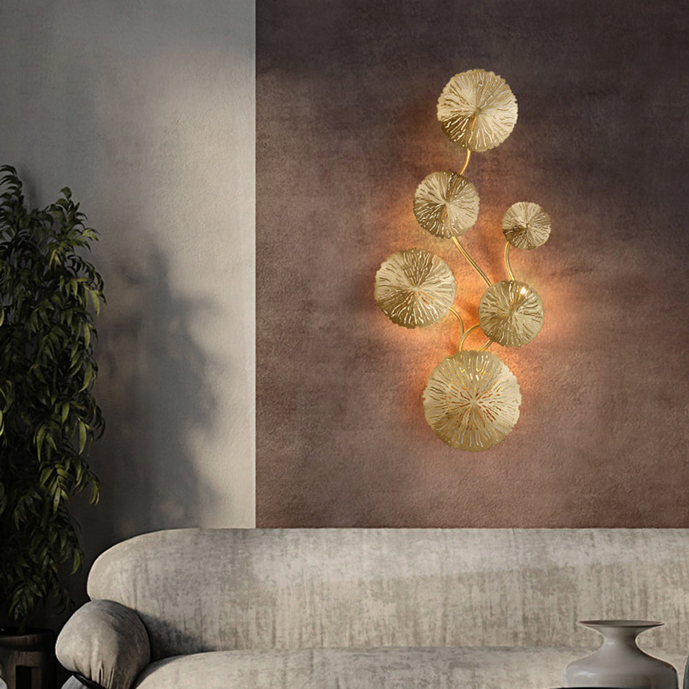 Arisha Diseño Lujo Árbol Metal Aplique de Pared Dorado