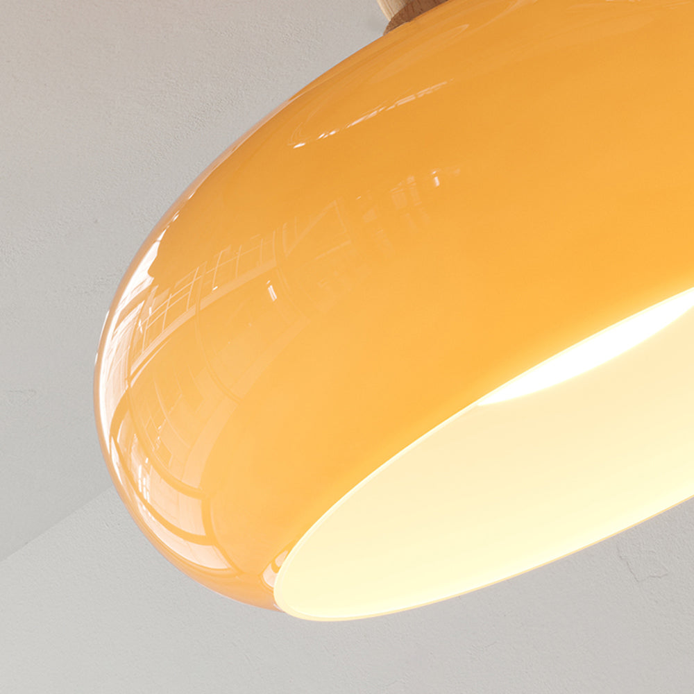 Valentina Plafón Empotrable Taza Minimalista Madera/Cristal Blanco/Naranja
