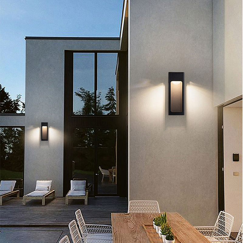 Ray Moderno Rectangular Aplique de Pared Exterior Negro