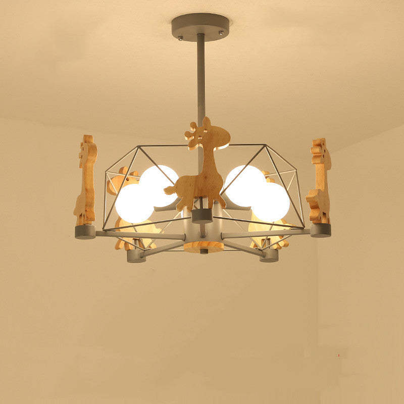 Arisha Decorativa Jirafas Metal/Madera LED Lámpara de Techo Rosa/Verde/Gris