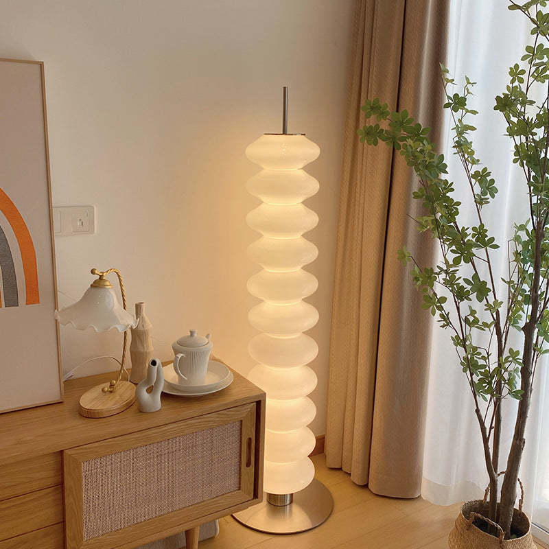 Mira Moderna Diseño Metal/Vidrio LED Lámpara de Pie Blanca