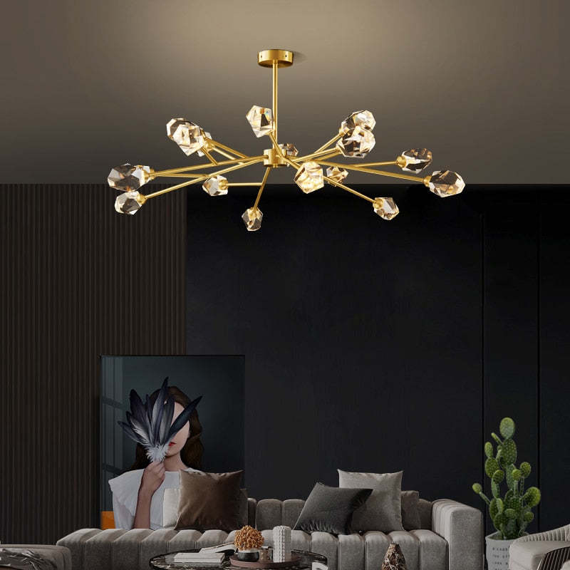 Kristy Moderno LED Lámpara Colgante Cobre/Cristal Dorada