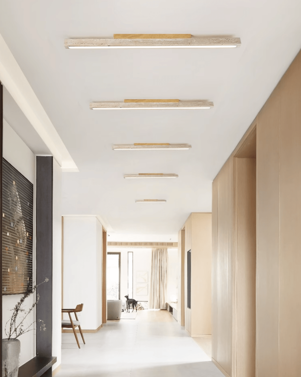 Orvenarae Luz Techo Lineal Minimalista Travertino