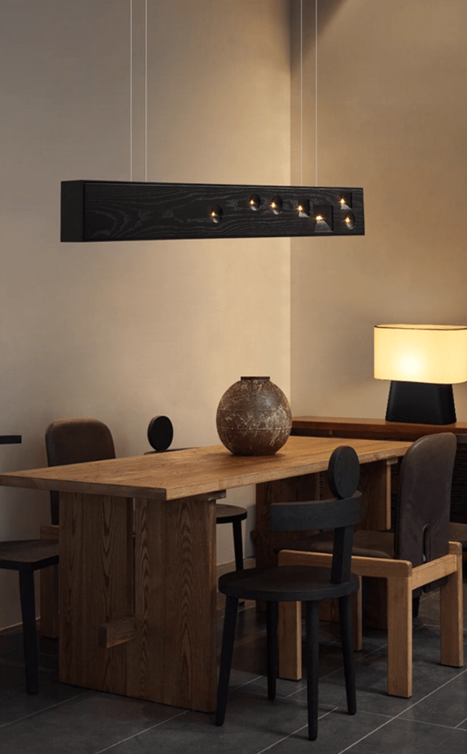 Elvorora lámpara colgante de madera Gemstone lineal LED