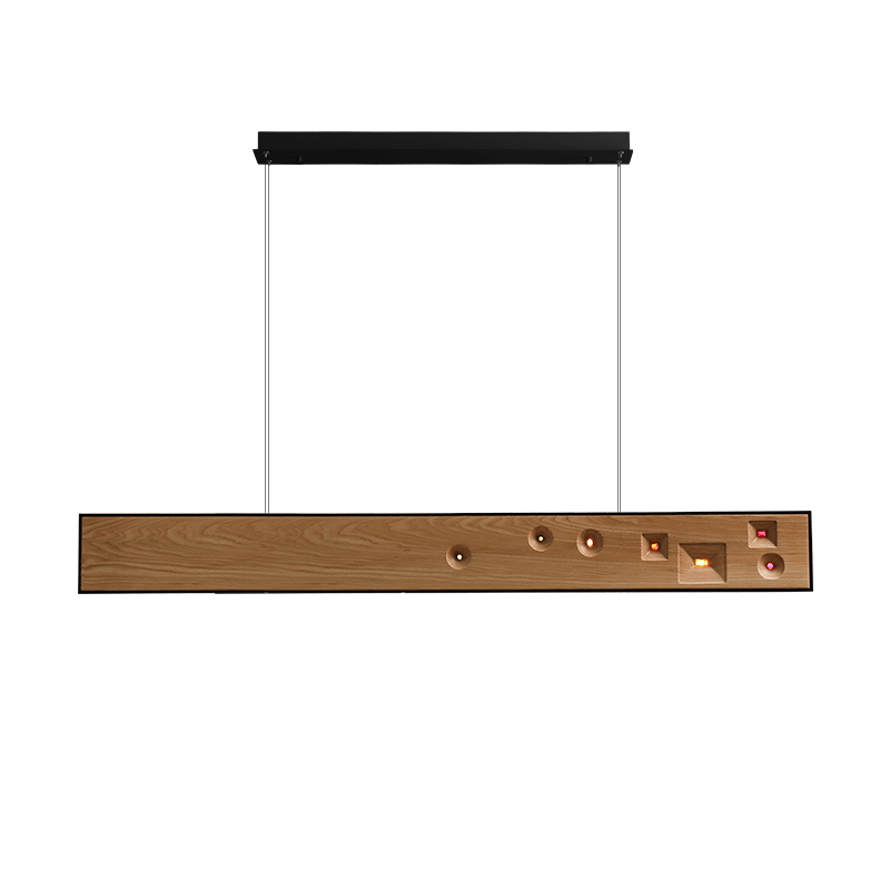 Elvorora lámpara colgante de madera Gemstone lineal LED
