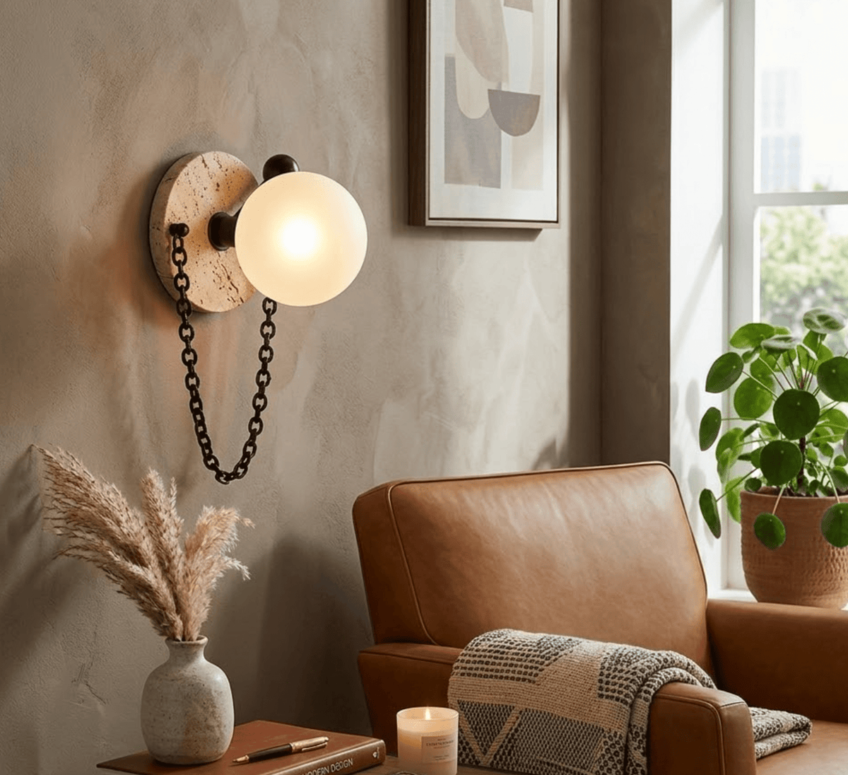 Petelise aplique de pared con esfera de mármol