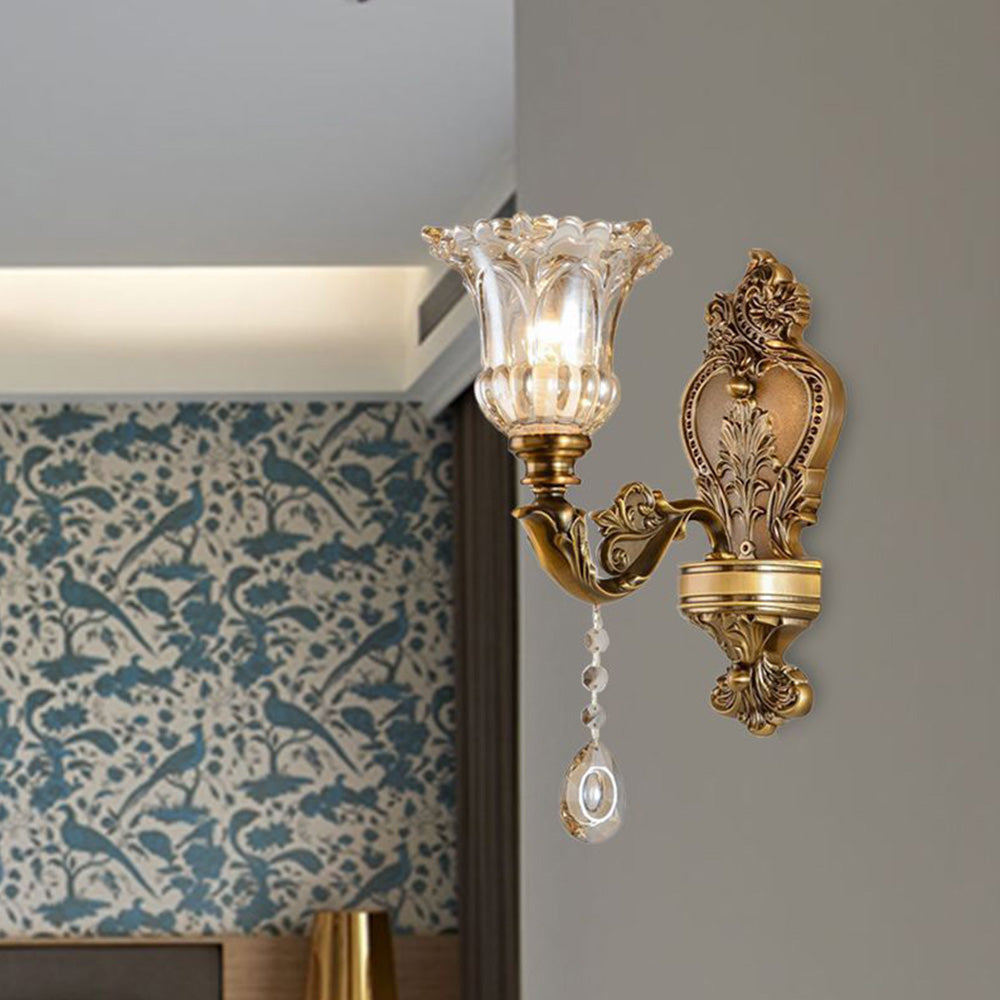 Ray Vintage Flor Metal/Vidrio Aplique de Pared Cobre