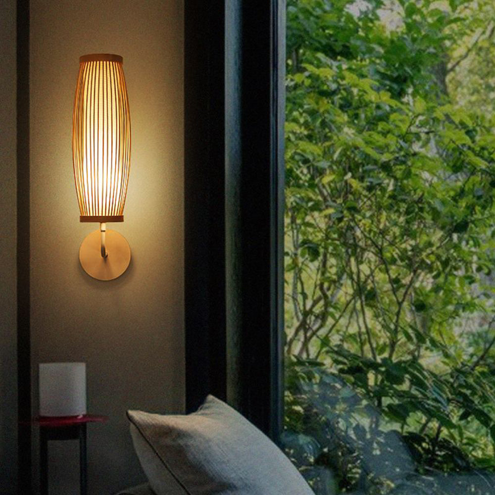 Muto Natural Bambú LED Aplique de Pared Marrón