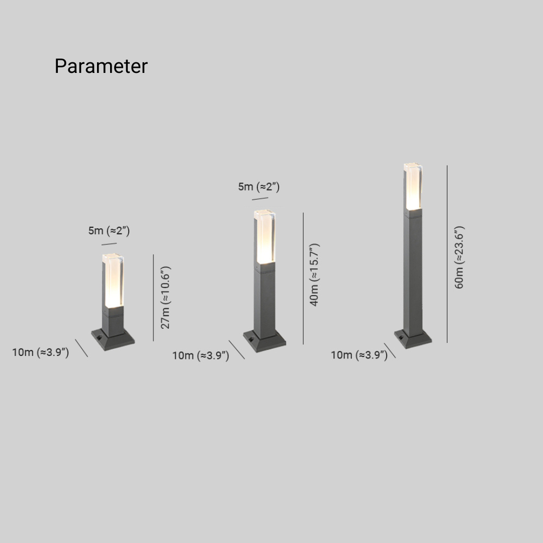 Ray Moderna Lámpara Exterior Rectangular Metal Patio