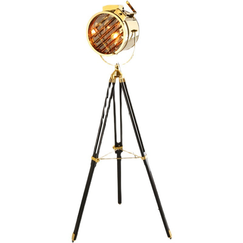 Mira Moderna Diseño Metal/Madera Lámpara de Pie Cromo/Dorada