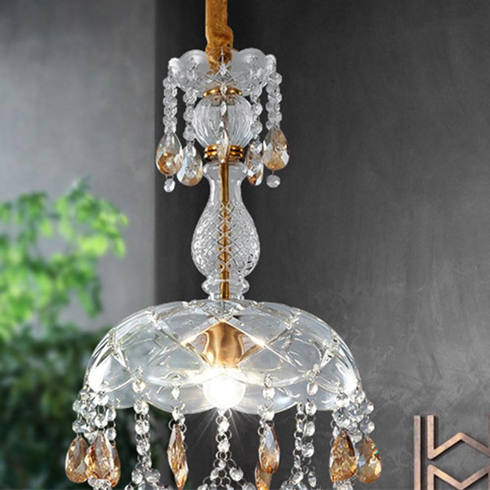 Kristy Retro LED Cristal Redondo Lámpara colgante Oro Vidrio Salón/Bar