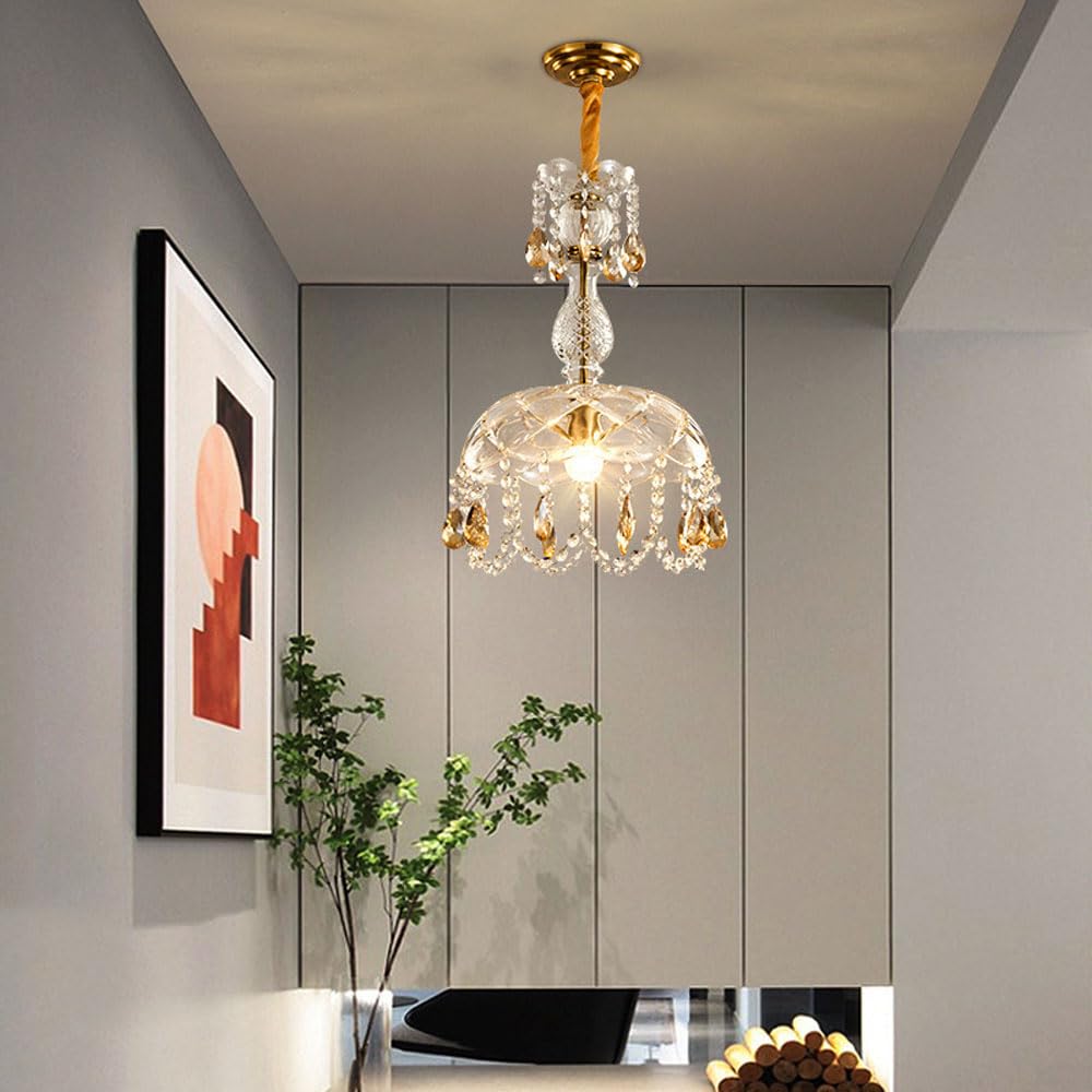 Kristy Retro LED Cristal Redondo Lámpara colgante Oro Vidrio Salón/Bar