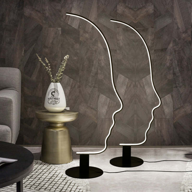 Mira Moderna Diseño Metal/Silicio LED Lámpara de Pie Negra