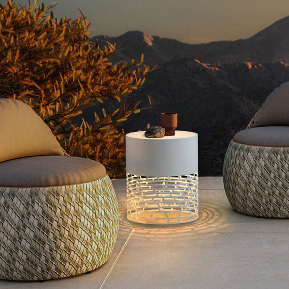 Ray Moderno Lámpara De Pie Exterior Cilíndrica Metal Patio