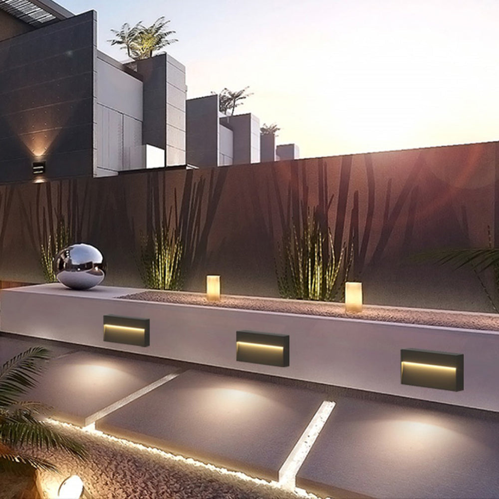 Ray Moderna Metal Rectangular Aplique Exterior Jardín Balcón