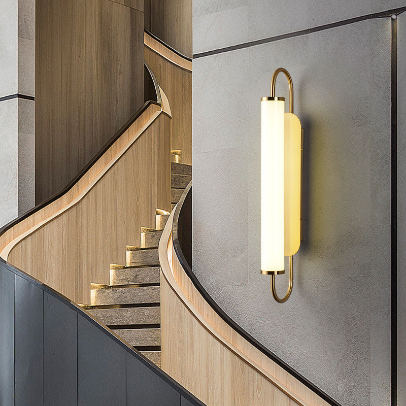 Modern Minimalista Cilíndrico Metal/Vidrio LED Aplique de Pared Dorado