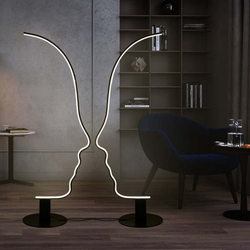 Mira Moderna Diseño Metal/Silicio LED Lámpara de Pie Negra