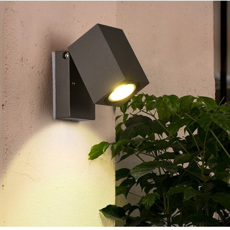 Ray Minimalista Foco Rectangular Metal Aplique de Pared Exterior Negro