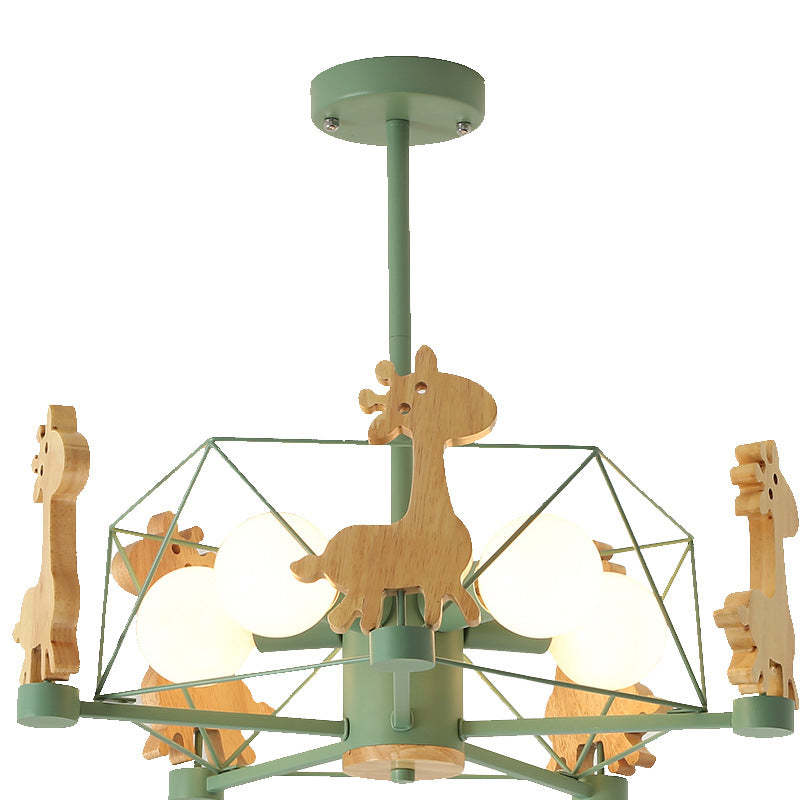 Arisha Decorativa Jirafas Metal/Madera LED Lámpara de Techo Rosa/Verde/Gris