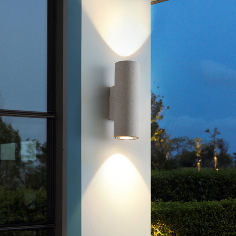Ray Moderno Cilíndrico Cemento/Acrílico Aplique de Pared Exterior Negro/Blanco