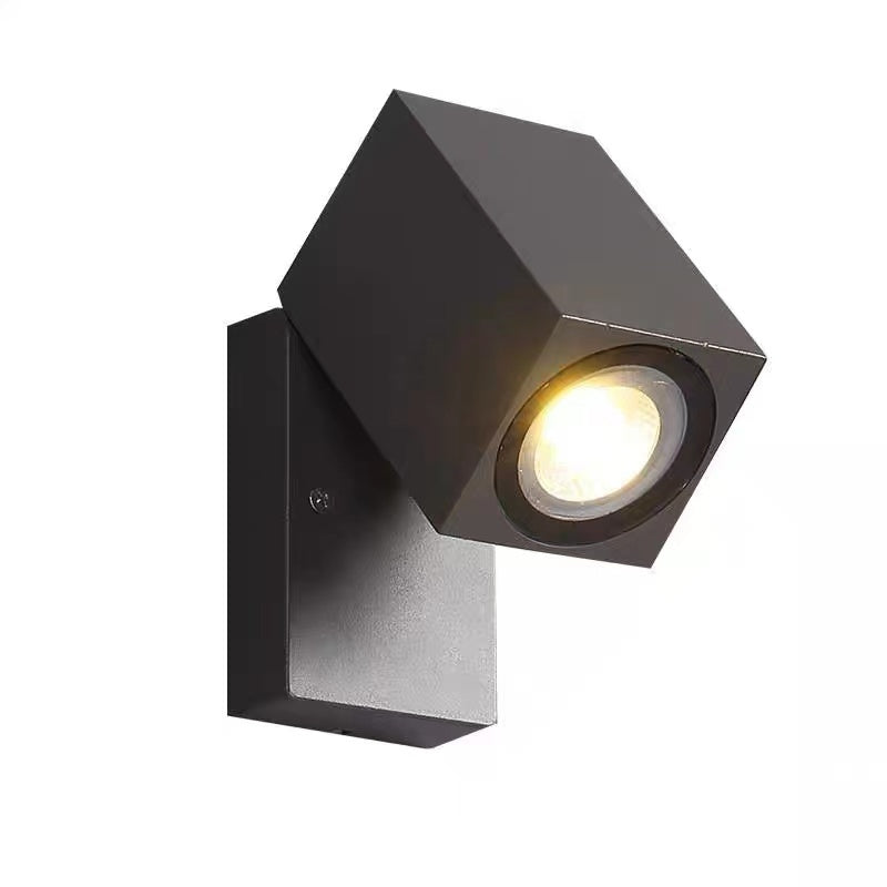 Ray Minimalista Foco Rectangular Metal Aplique de Pared Exterior Negro