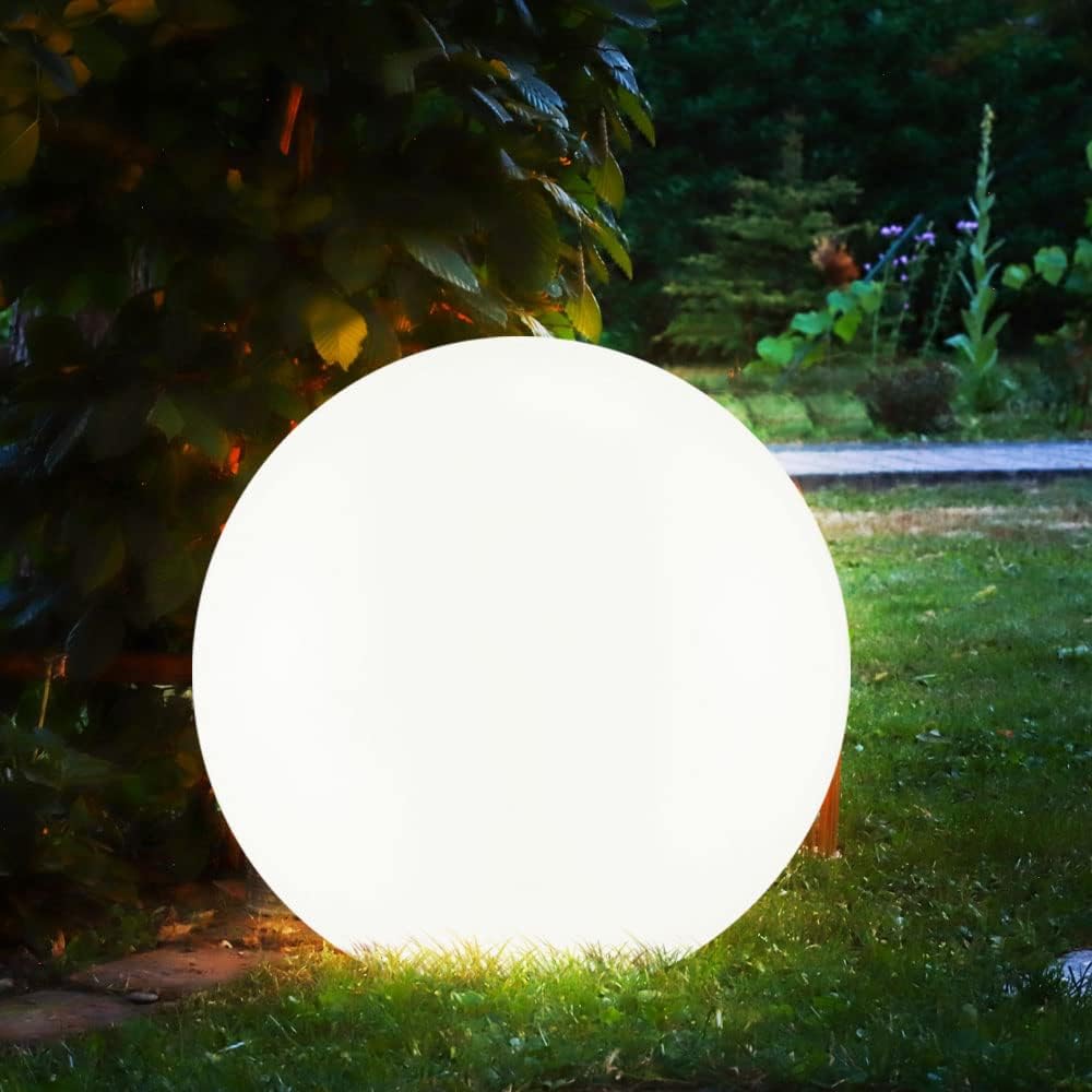 Mira Moderna Esfera Acrílico Luz Exterior Lámpara de Pie Blanca