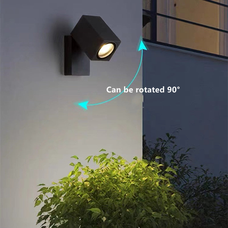 Ray Minimalista Foco Rectangular Metal Aplique de Pared Exterior Negro