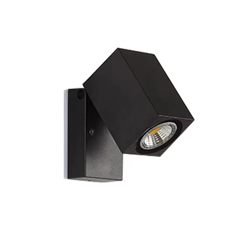 Ray Minimalista Foco Rectangular Metal Aplique de Pared Exterior Negro