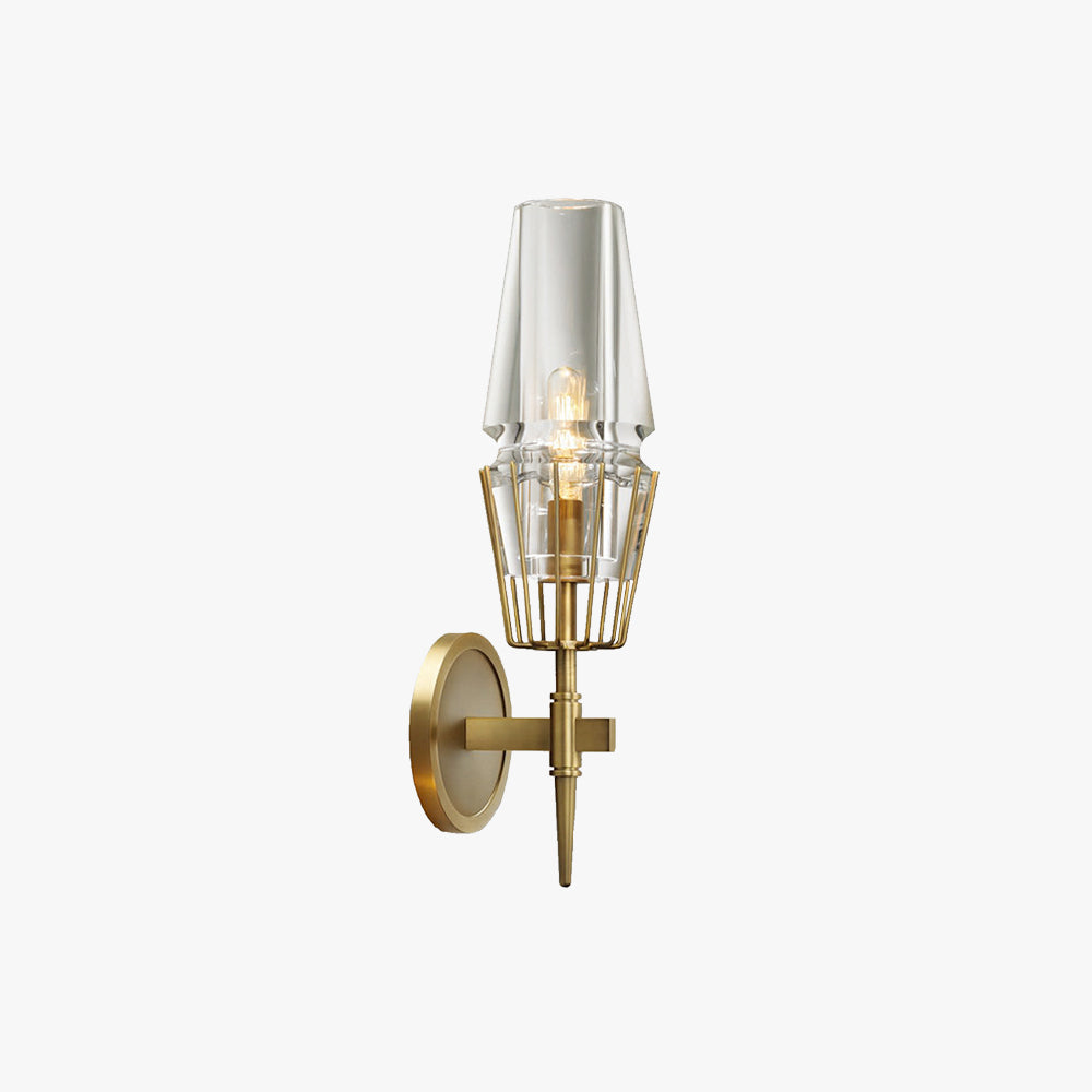 Arisha Vintage Linterna Metal/Vidrio Aplique de Pared Dorado
