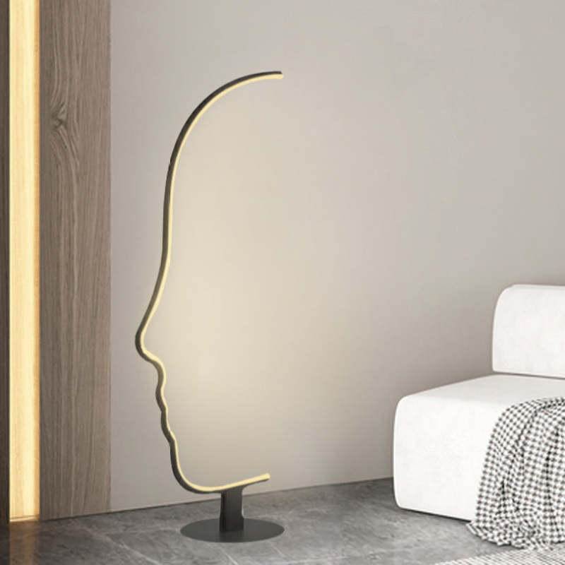 Mira Moderna Diseño Metal/Silicio LED Lámpara de Pie Negra