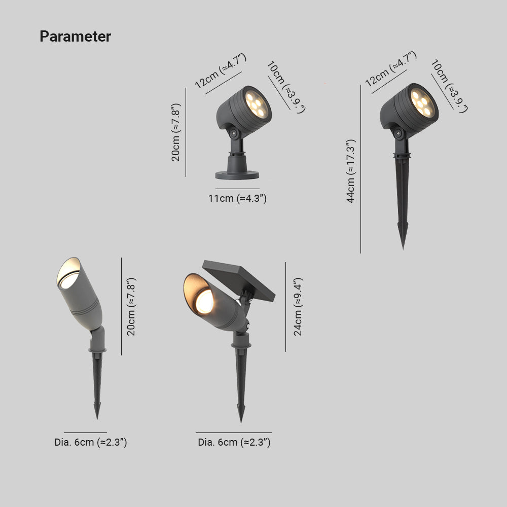 Ray Minimalista Cilíndrica Metal Vidrio Solar Foco Exterior
