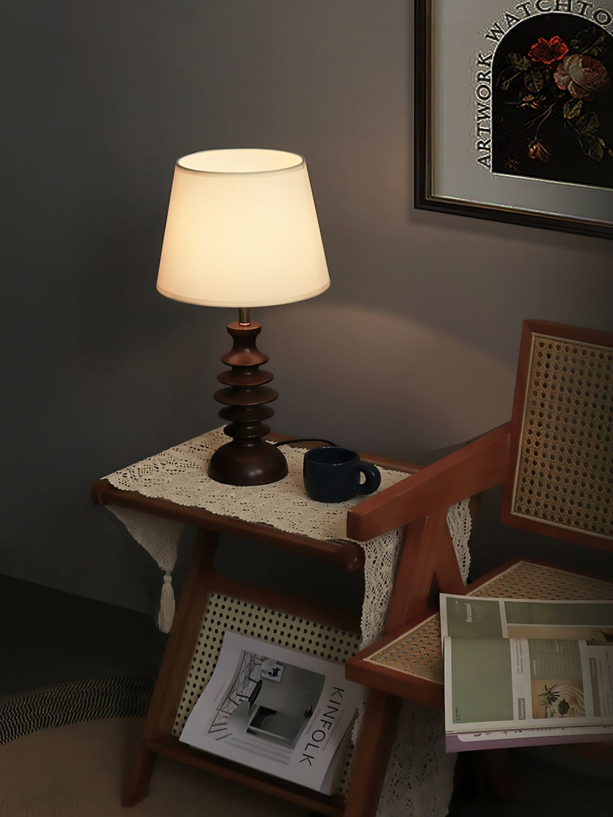 Tivoce lámpara de mesa de tejido vintage