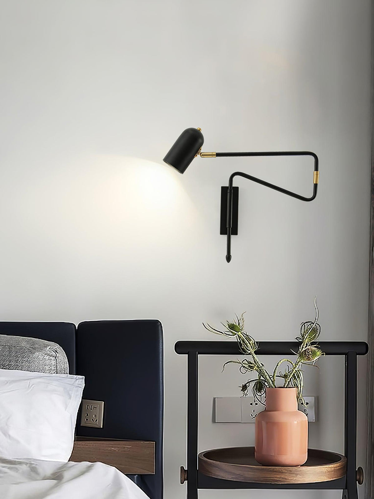 Nox aplique de pared regulable con brazo enchufe enchufable