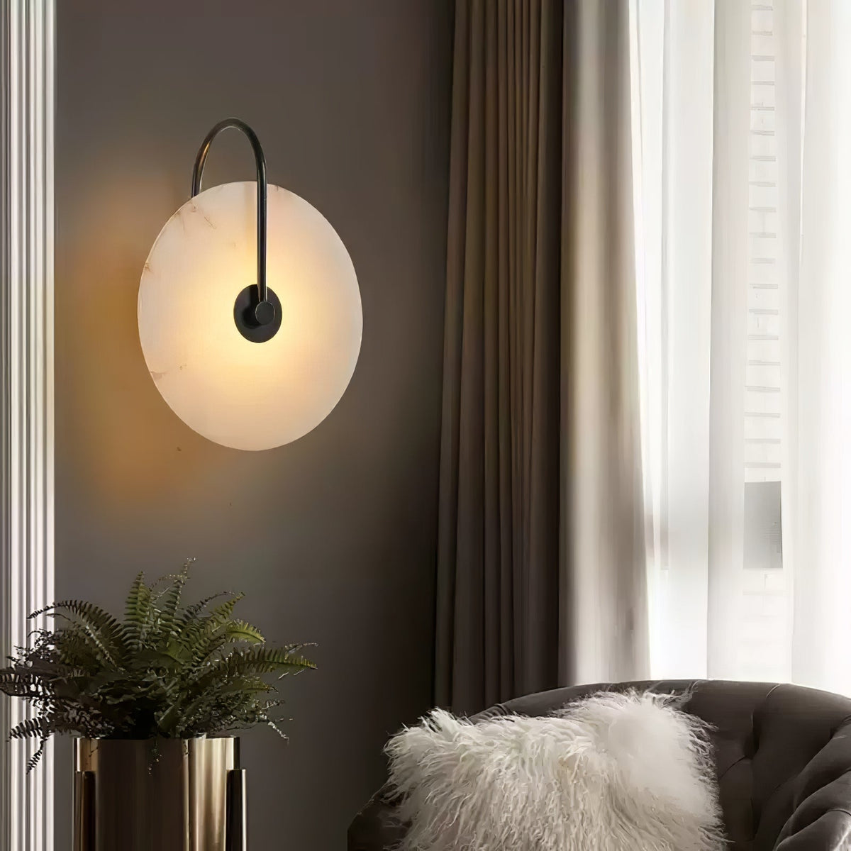 Albeaine aplique de pared de globo en alabastro con enchufe