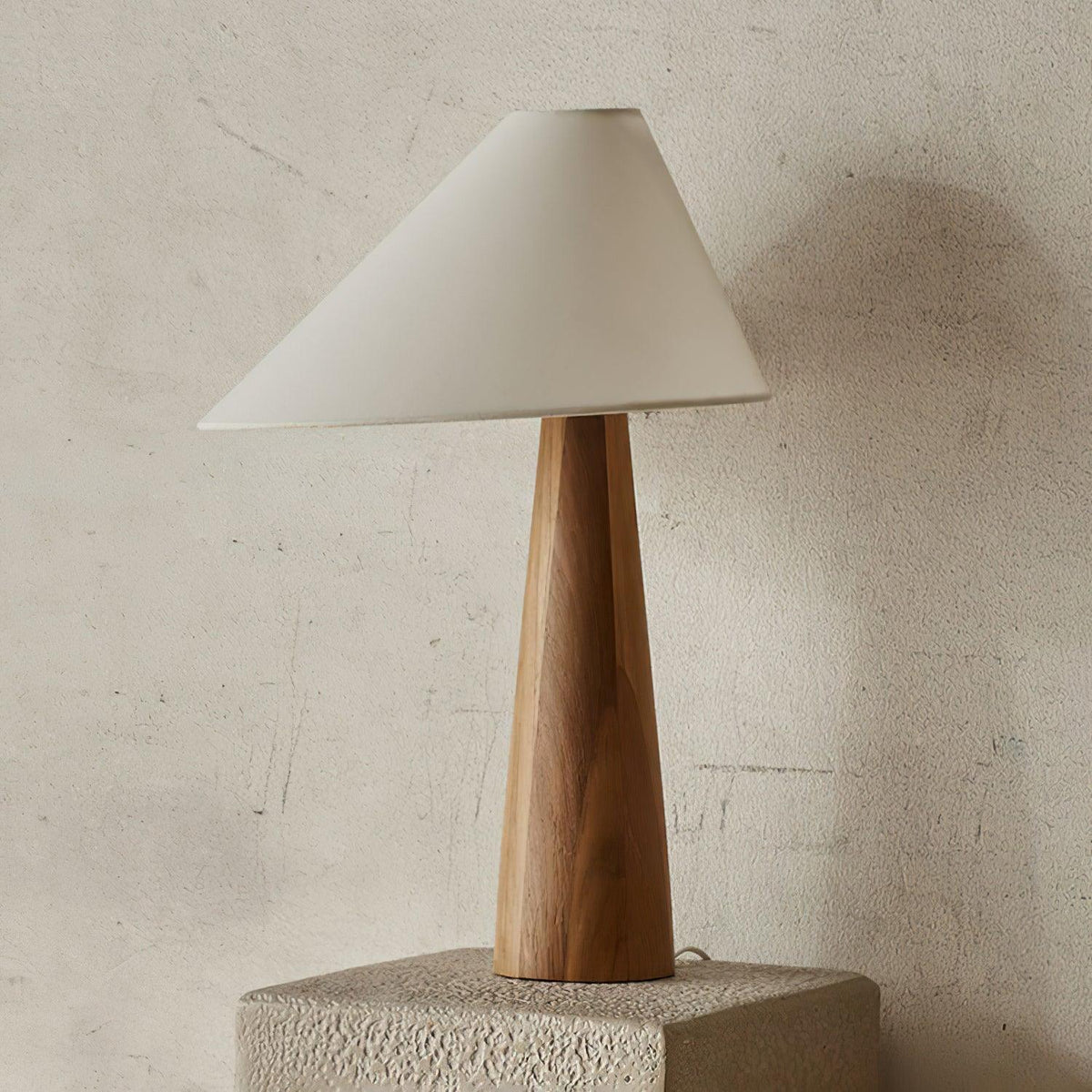 Mirose lámpara de mesa de madera y tejido rústico