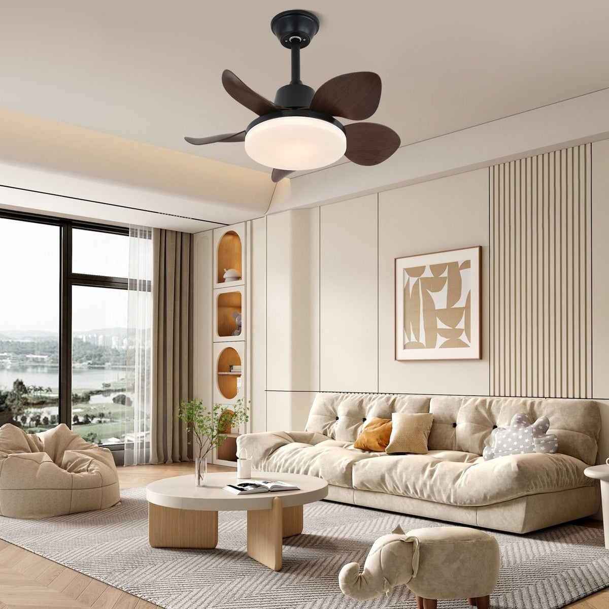Veyra ventilador de techo con luz moderno de madera