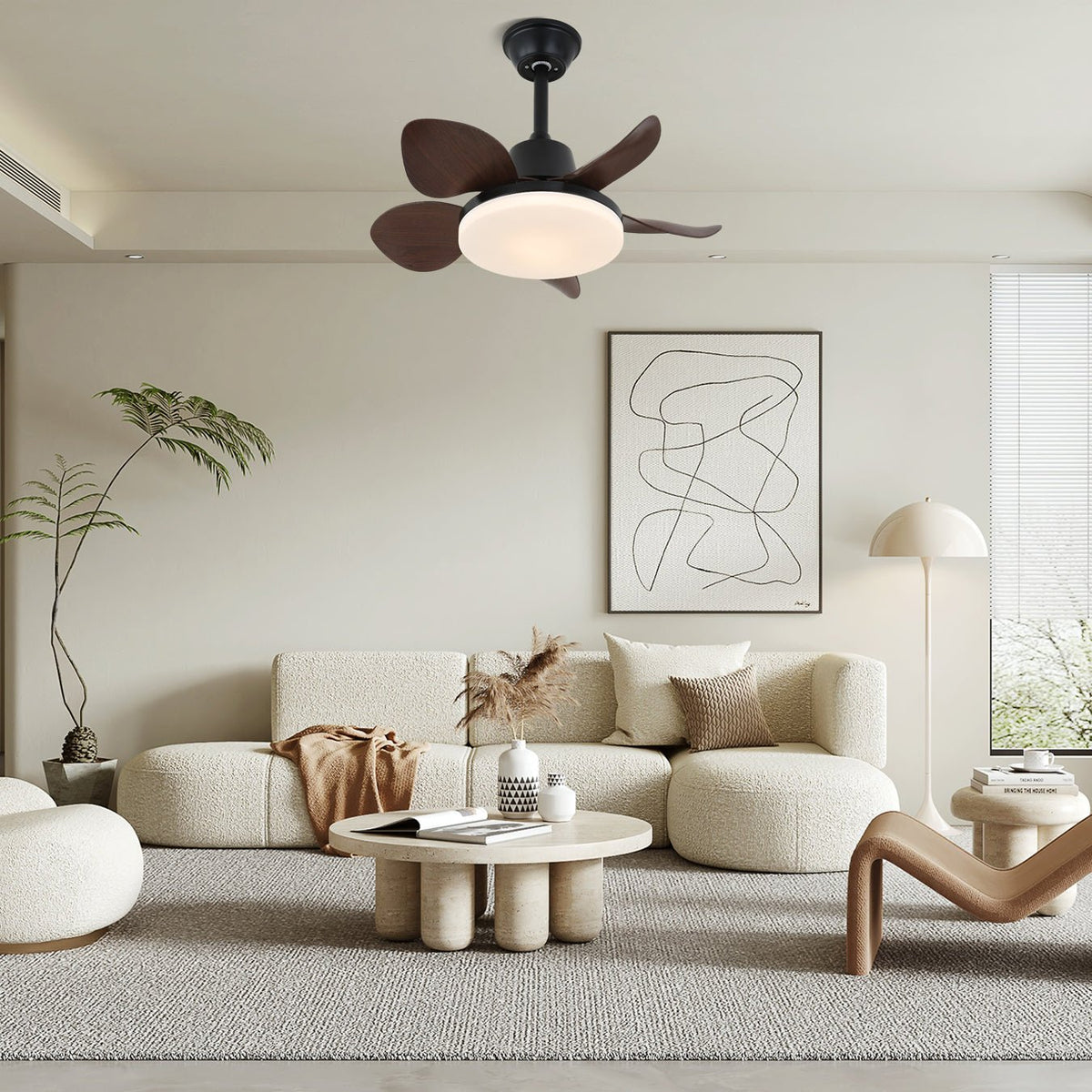 Veyra ventilador de techo con luz moderno de madera
