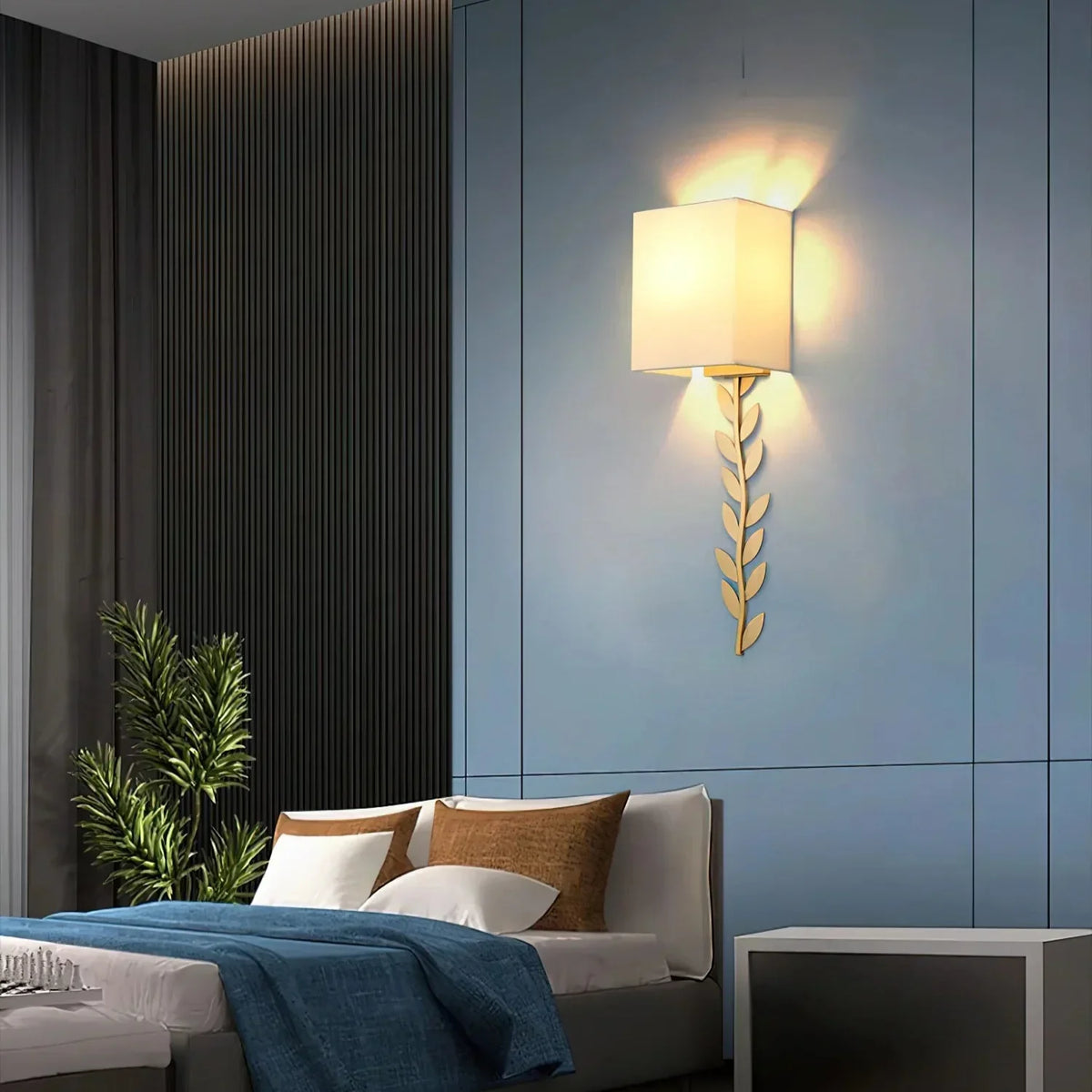 Verve Wall Lamp Brass Leaf Fabric