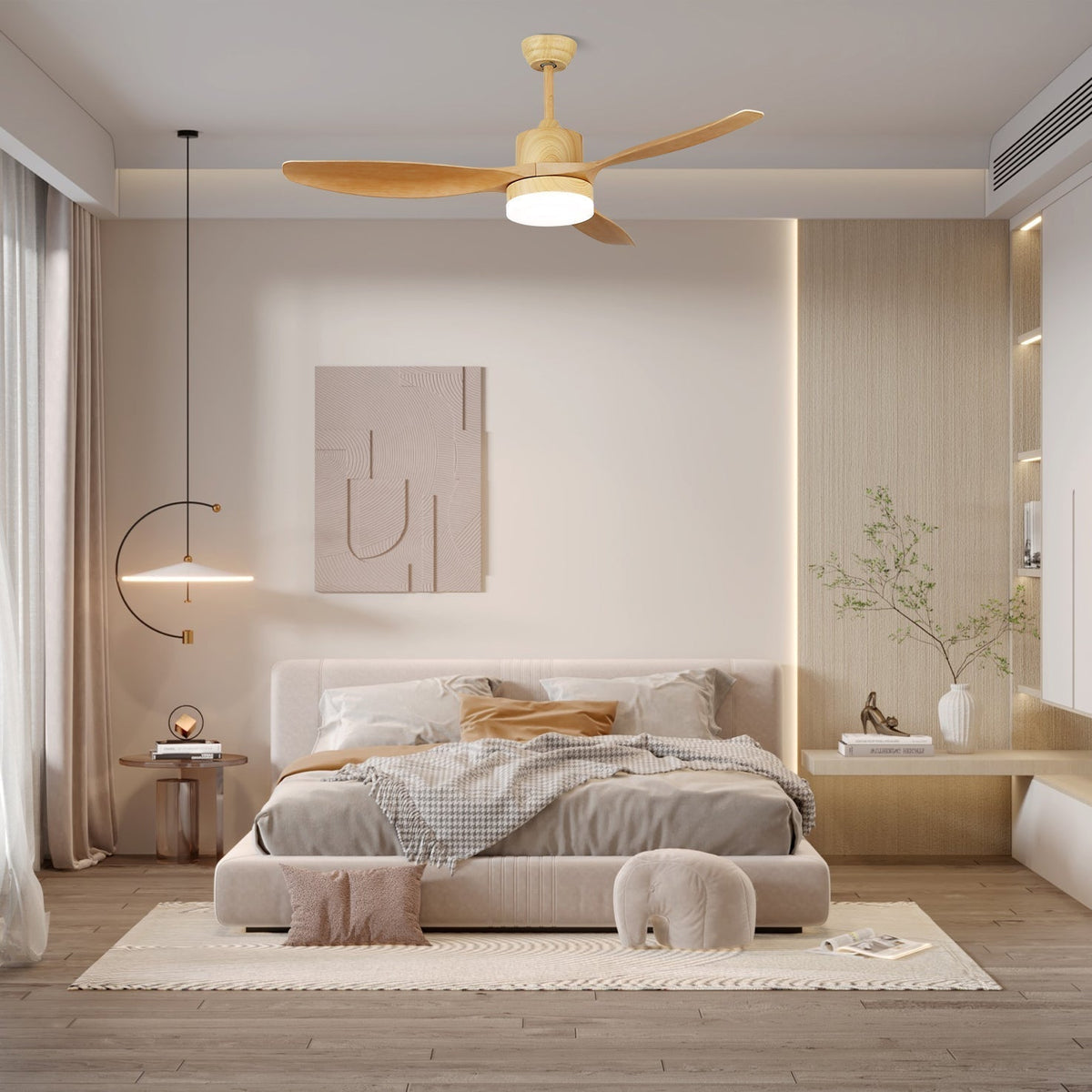 Arysen ventilador de techo con luz minimalista de madera