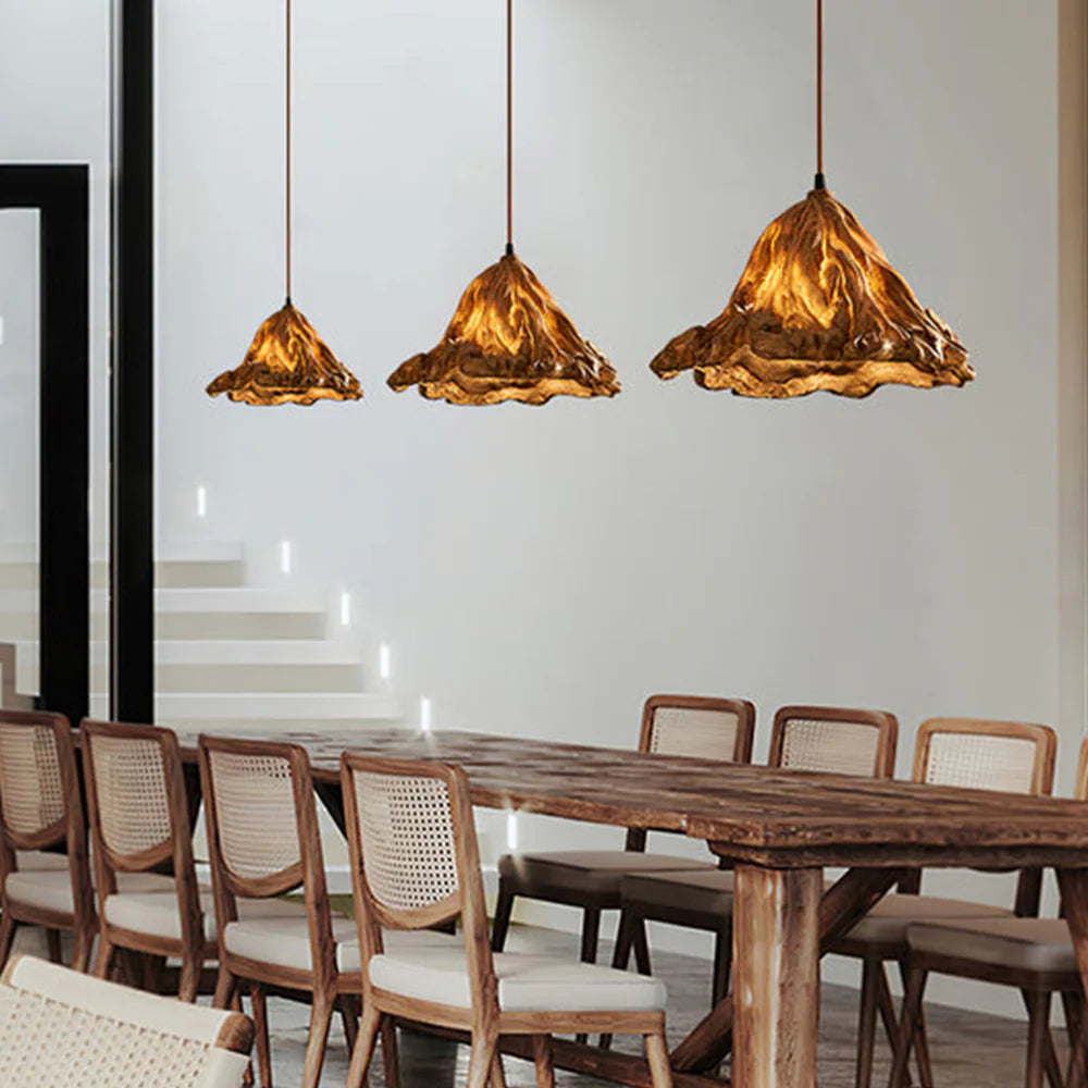 Ritta Loto Artística LED Lámpara Colgante Resina Comedor