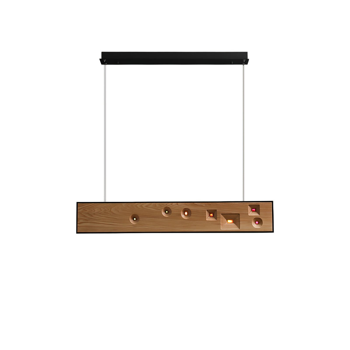 Elvorora lámpara colgante de madera Gemstone lineal LED