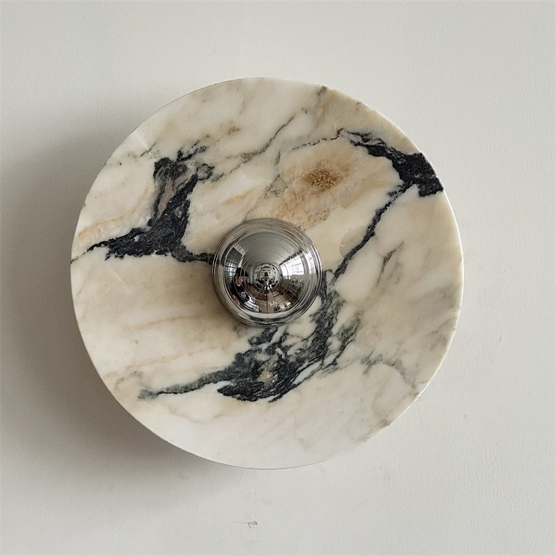 Zeno Redondo Cromo Mármol Pared Aplique