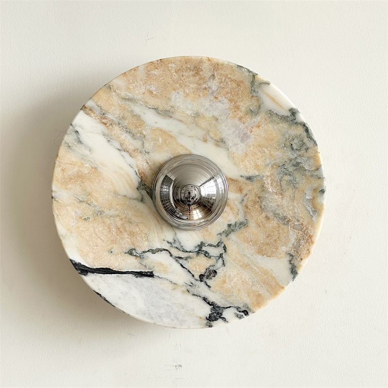 Zeno Redondo Cromo Mármol Pared Aplique