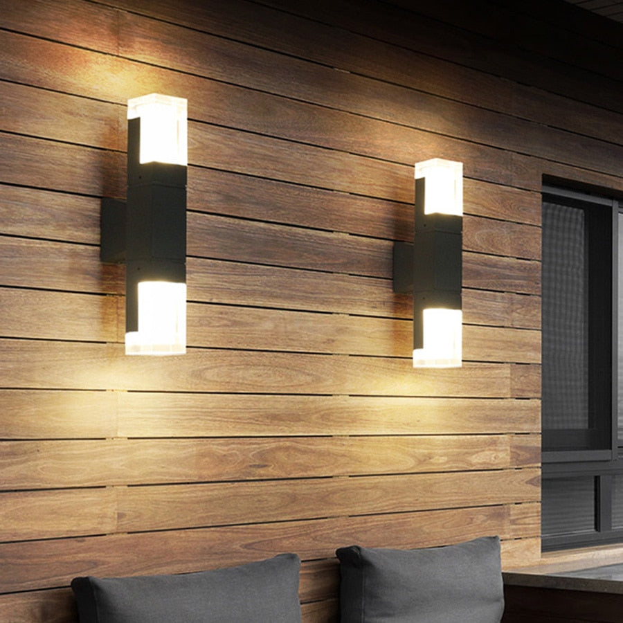 Ray Lámpara de Pared de Metal Rectangular Moderna para Exterior Negra