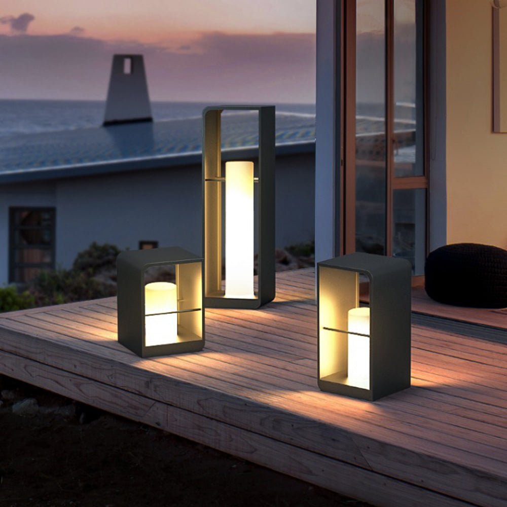 Ray Minimalista Rectangular Metal Acrílico Lámpara Exterior