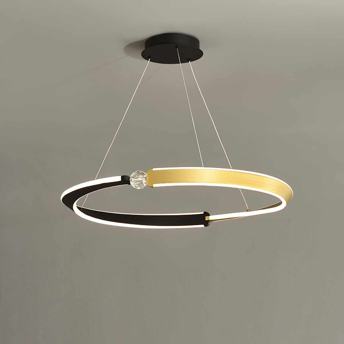 Elyerora lámpara de araña de cristal negro dorado LED para comedor