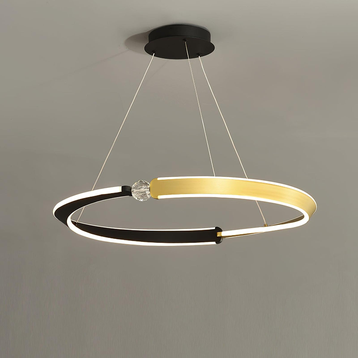 Elyerora lámpara de araña de cristal negro dorado LED para comedor