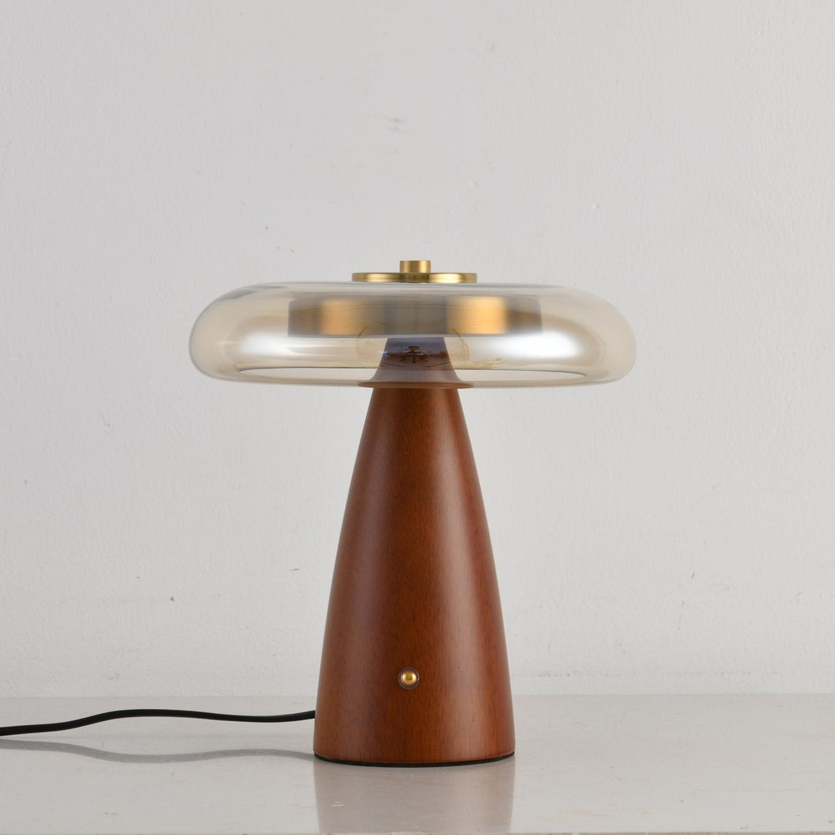 Lámpara de mesa de vidrio con forma de seta