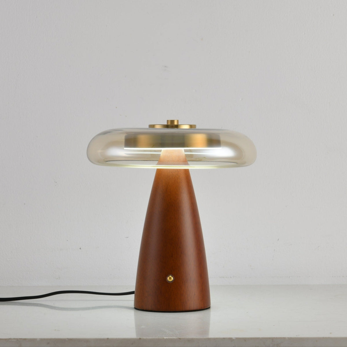 Lámpara de mesa de vidrio con forma de seta