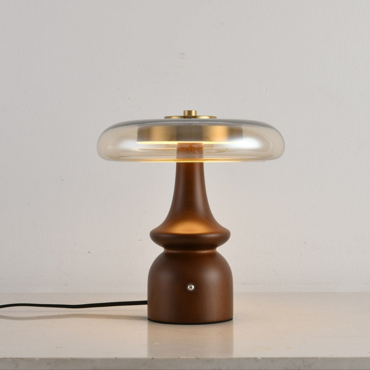 Lámpara de mesa de vidrio con forma de seta